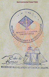 Die Stempel der Marine-Station Kap Hoorn im Reisepass