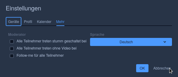 Mit dem rechten Reiter könnt ihr Deutsch einstellen