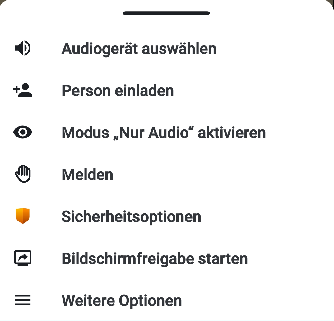 Die Einstellungen, erreichbar durch Tappen auf die drei Punkte